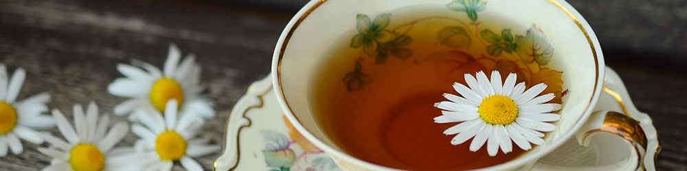 Cup of tea with flowers